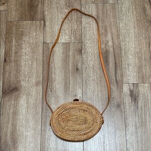 Woven Tan Crossbody Bag